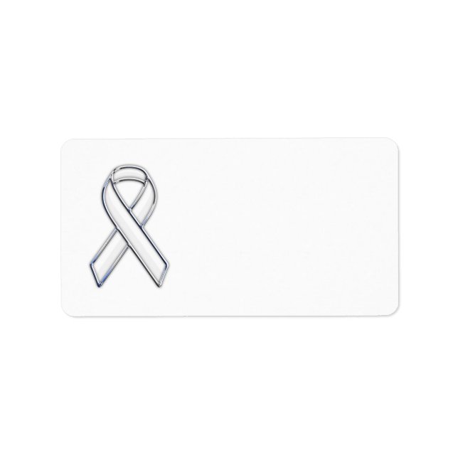 Étiquette Style Chrome White Ribbon Sensibilisation (Devant)