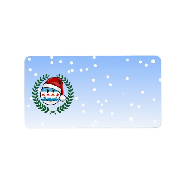 Étiquette Style de Noël Drapeau souriant de Chicago (Devant)