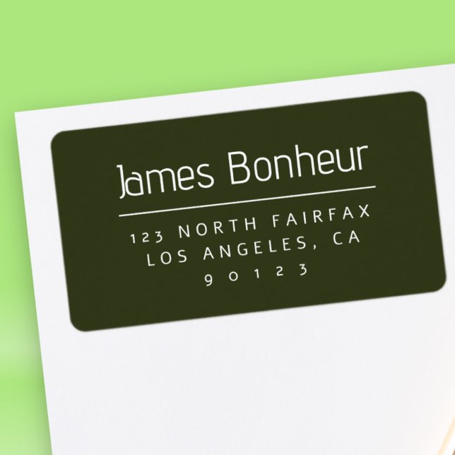 Étiquette Style moderne Adresse de retour Dark Green & White (Créateur téléchargé)
