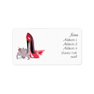 Étiquette stylet rouge élégant de chaussures et