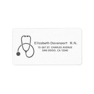 Étiquette Stylish Grey Stethoscope Illustration sur blanc