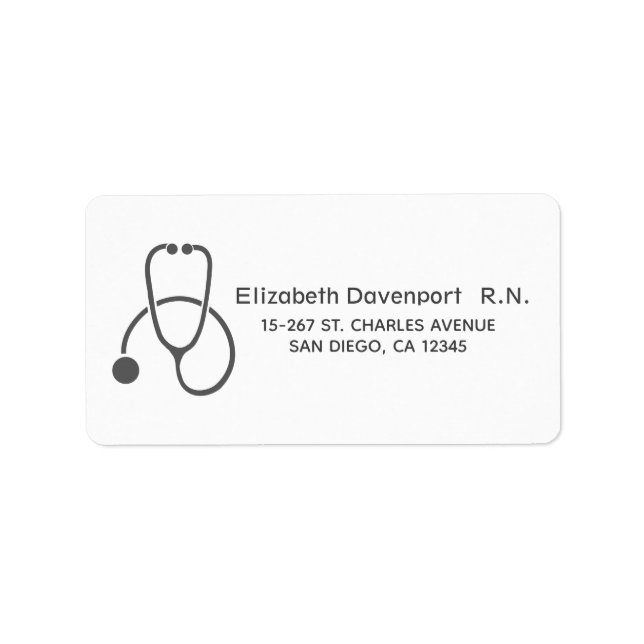 Étiquette Stylish Grey Stethoscope Illustration sur blanc (Devant)