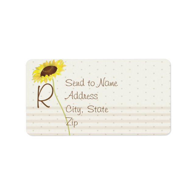 Étiquette Sunflower Et Stripes Collection Monogramme Adresse (Devant)