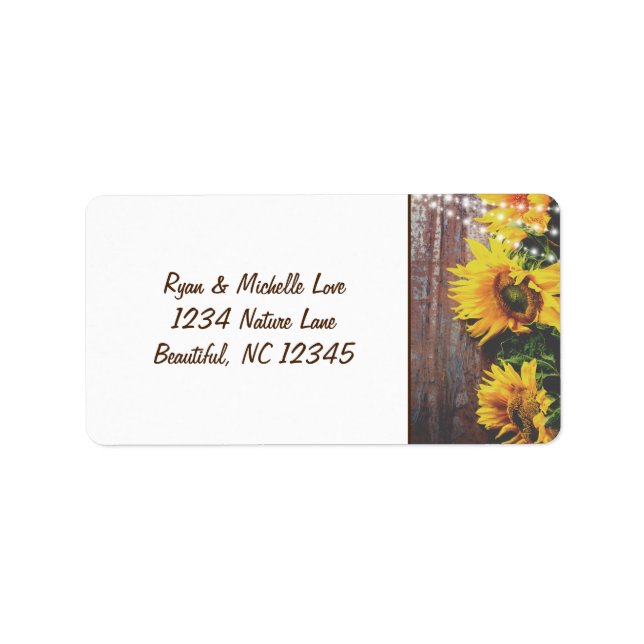Étiquette Sunflowers and Lights Rustic Country Adresse (Devant)