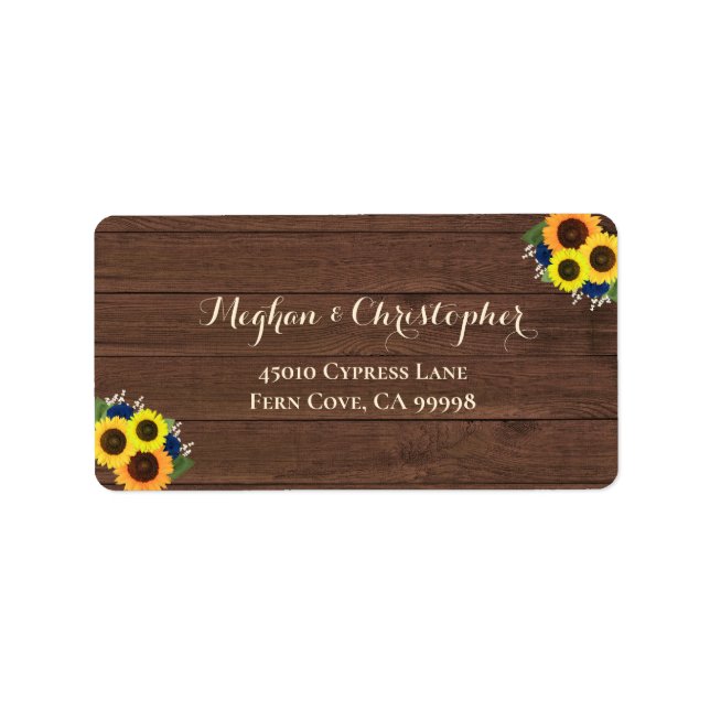 Étiquette Sunflowers Marine Roses mariage RSVP Adresse de re (Devant)