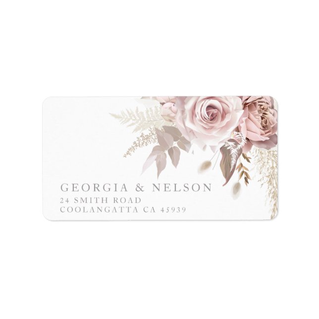 Étiquette Superbe Blush Floral Mariage Adresse de retour Lab (Devant)