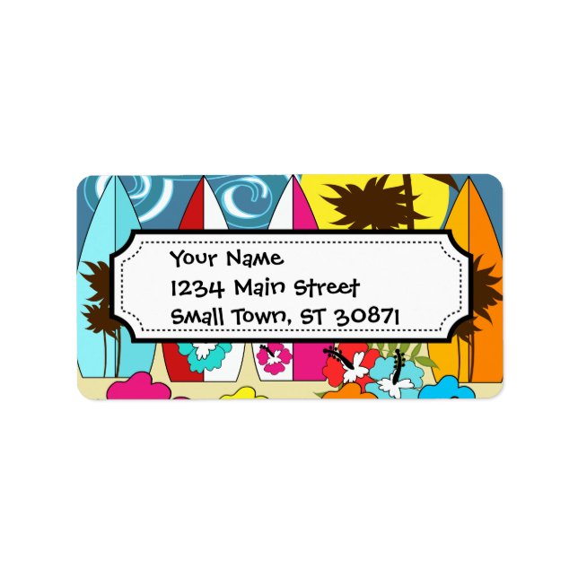 Étiquette Surf Boutique Surf Ocean Beach Surfboards Palm Tre (Devant)