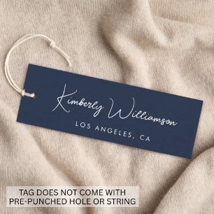 Étiquette suspendue bleue Chic Signature Script