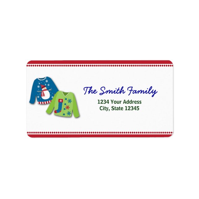 Étiquette Sweater de Noël moche Retourner l'adresse Étiquett (Devant)