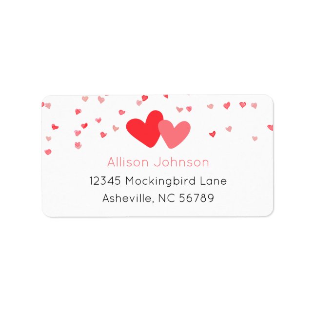 Étiquette Sweetheart Valentine Hearts Retourner l'adresse Ét (Devant)