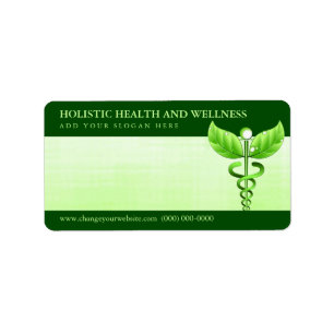 Étiquette Symbole de médecine alternative Light Green Caduce