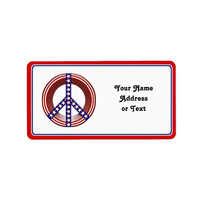 Étiquette Symbole rouge blanc et bleu de paix (Devant)