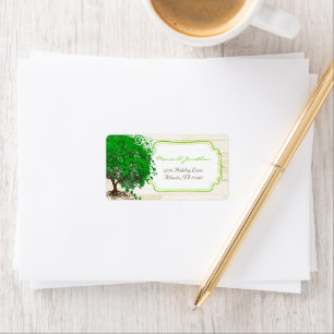 Étiquette Sympathique Whimsical Emerald Green Heart Arbre fe