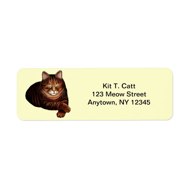Étiquette Tabby Cat Brown pour couchage personnali (Devant)