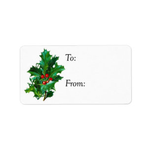 Étiquette Tag cadeau de Noël Holly