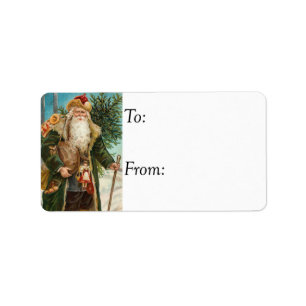 Étiquette Tag cadeau Vintage de Country Père Noël