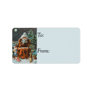 Étiquette Tag cadeau Vintage Frosty Père Noël