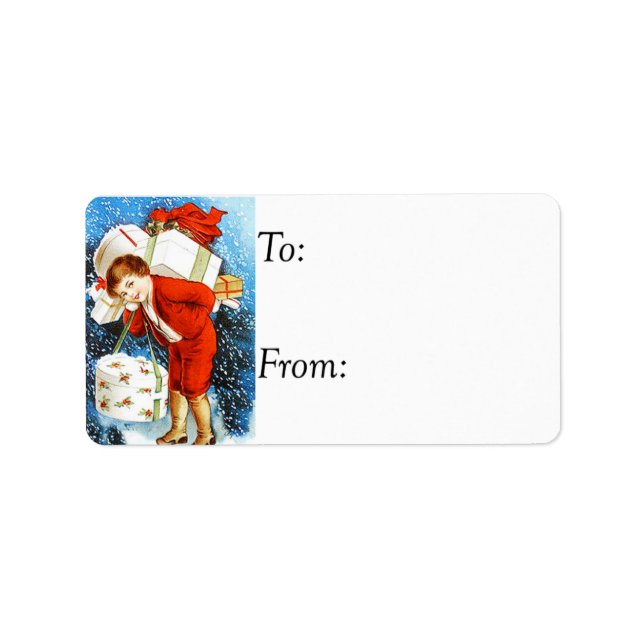 Étiquette Tag Cadeau vintage pour jeune fille avec cadeaux d (Devant)