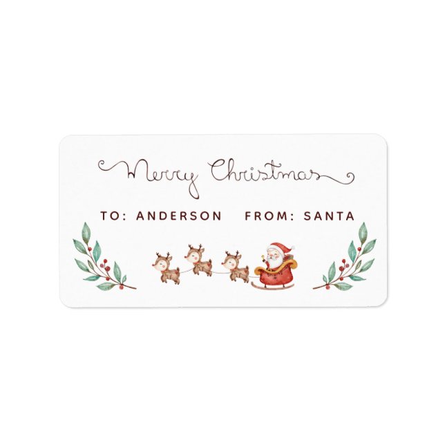 Étiquette Tags cadeau père Noël Sleigh (Devant)