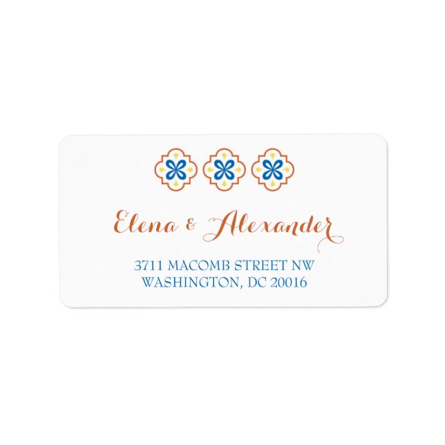 Étiquette Talavera Espagnol Carrelage Invitation Adresse de  (Devant)