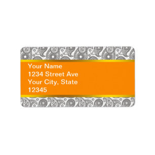 Étiquette Tangerine Black Paisley