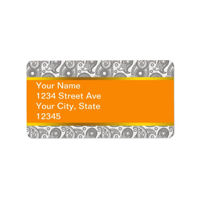 Étiquette Tangerine Black Paisley (Devant)
