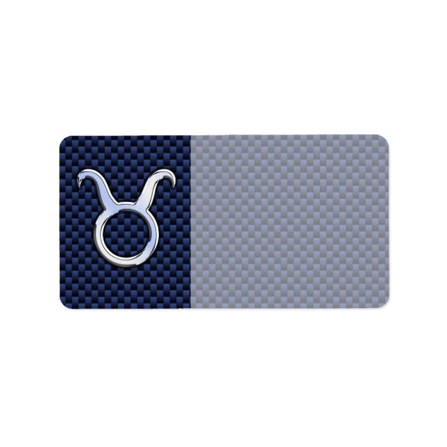 Étiquette Taurus Zodiac Décor Marine Blue Carbon Fiber Impre (Devant)