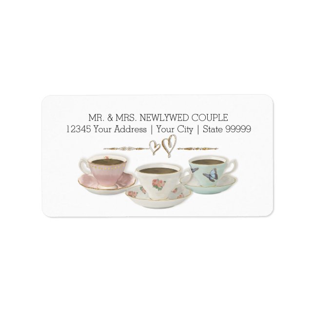 Étiquette Tea Party Retour Adresse Douche nuptiale Invitatio (Devant)