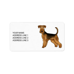 Étiquette Teckel Airedale Chien de Dessin Animé Mignon Avec