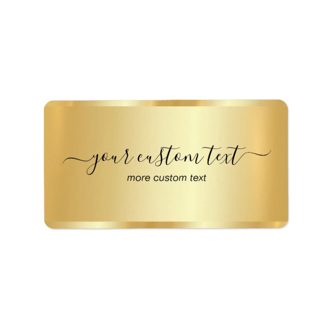 Étiquette Template Gold Your Custom Text Hand Script Address (Devant)