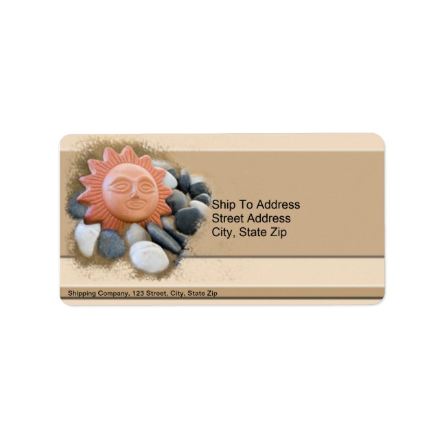 Étiquette Terra Cotta Soleil Sur Sable Et Rochers (Devant)