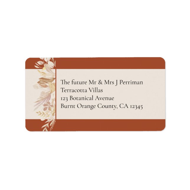 Étiquette Terracotta Crème Botanique Foliage RSVP Adresse (Devant)