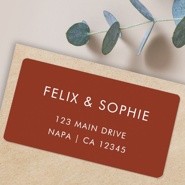 Étiquette Terracotta moderne | Mariage de rouille orange brû (Créateur téléchargé)