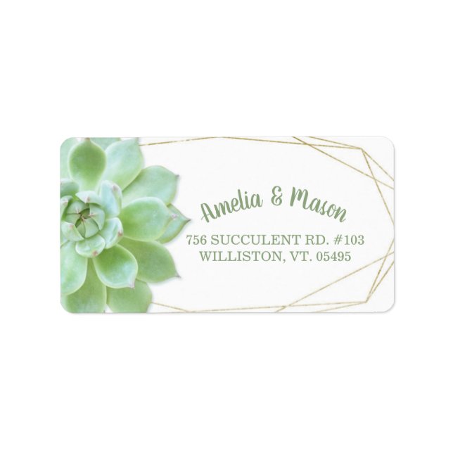 Étiquette Terrarium Succulent Mariage Adresse (Devant)