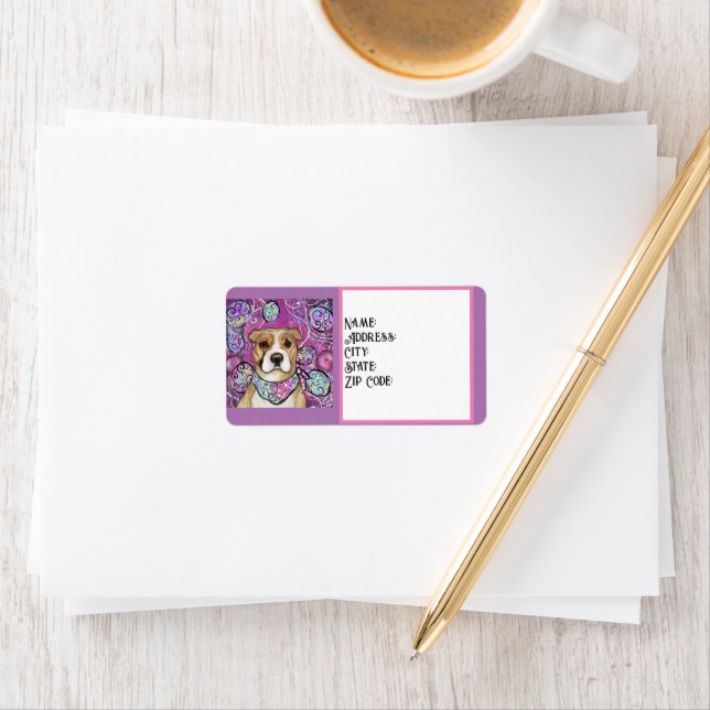 ÉTIQUETTE TERRIER AMÉRICAIN DU STAFFORDSHIRE (En situation)