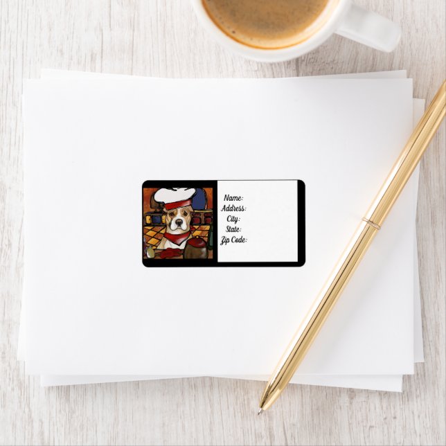 ÉTIQUETTE TERRIER AMÉRICAIN DU STAFFORDSHIRE (En situation)