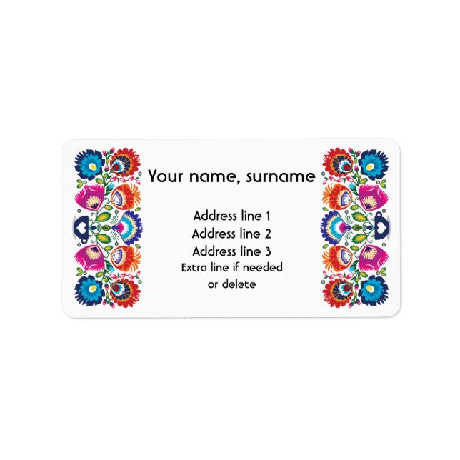 Étiquette Texte personnalisé folklore polonais Wycinanki Éti (Devant)