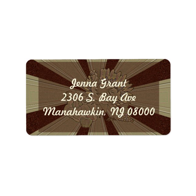 Étiquette Thanksgiving Turquie sculpté - (Devant)