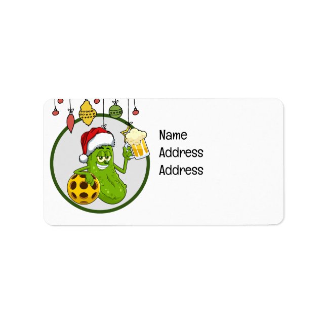 Étiquette Thème de Noël de Pickleball (Devant)