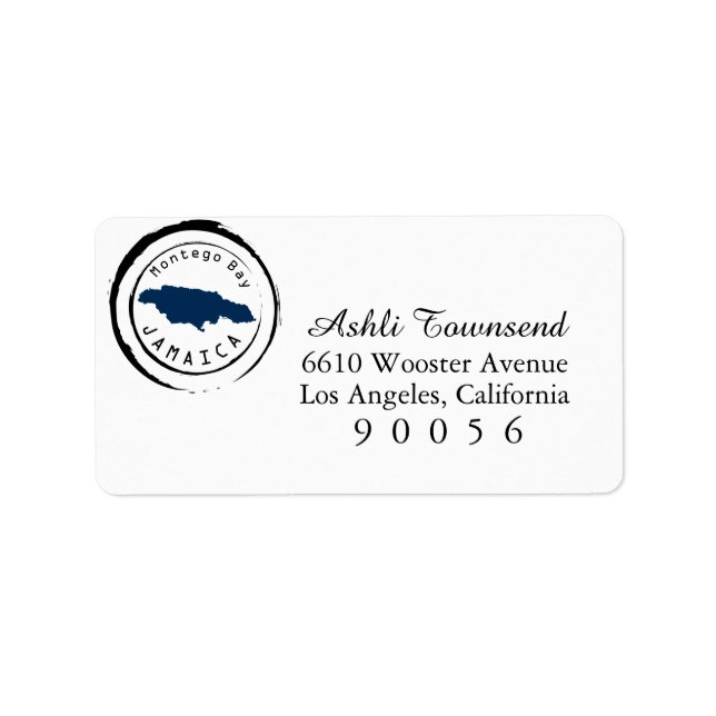 Étiquette Timbre pour mariage de la Destionation Carte bleue (Devant)