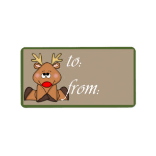 Étiquette timide de cadeau de renne