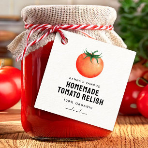 Étiquette tomate Relish avec tomate rouge pour sa