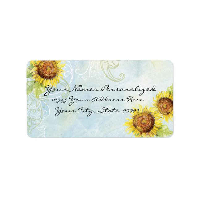Étiquette Tournesols, Faire-part de mariage (Devant)