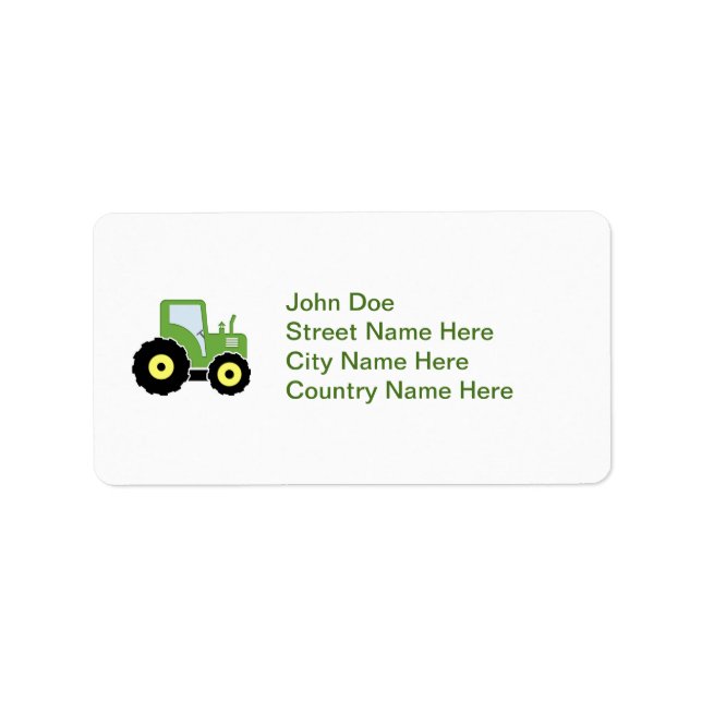 Étiquette tracteur pour jouets verts (Devant)