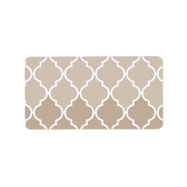 Étiquette Trendy Chic Girly Cream Brown Quatrefoil Motif (Devant)