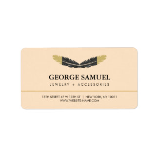 Étiquette Trendy Gold Dipped Boho Feather Designer Pink 