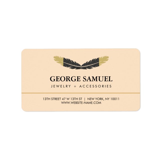 Étiquette Trendy Gold Dipped Boho Feather Designer Pink  (Devant)