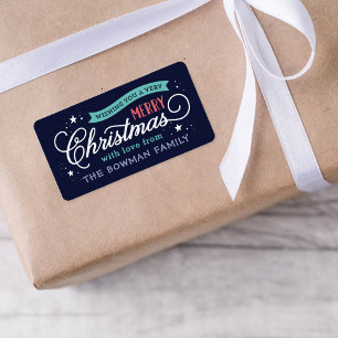 Étiquette Très Joyeux Noël Script cadeau de vacances