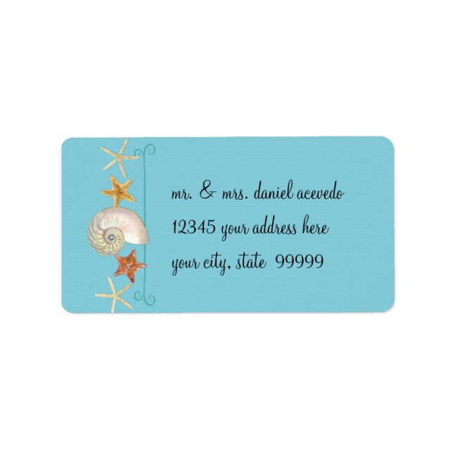 Étiquette Tropical Beach Shells Starfish Nautilus Été (Devant)