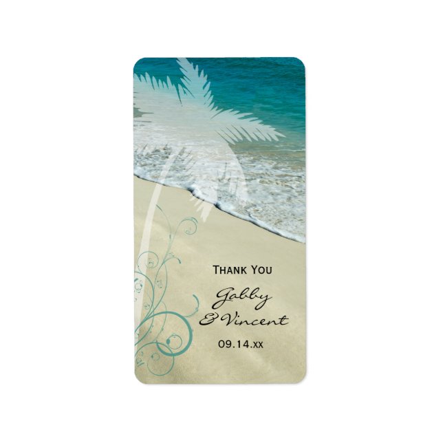Étiquette Tropical Beach Wedding Merci Favoriser les étiquet (Devant)